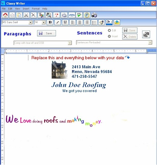 Roofing Company Letter