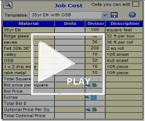 Roof job cost grid