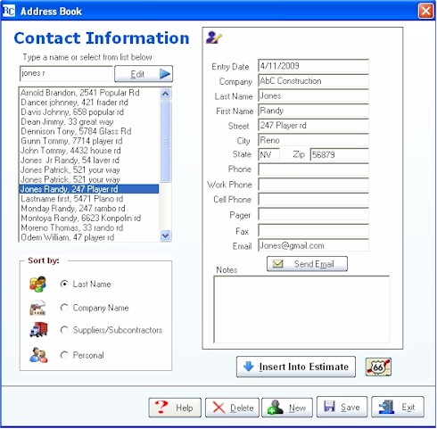 Roofing address book
