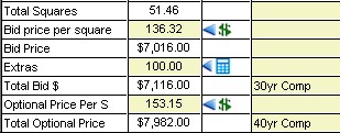 Job cost grid
