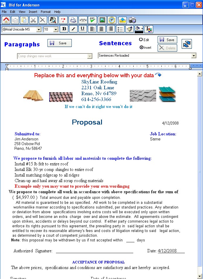 Roofing Proposal