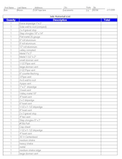 roofing work order